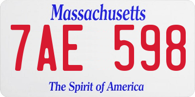 MA license plate 7AE598