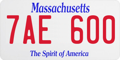 MA license plate 7AE600