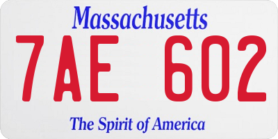 MA license plate 7AE602