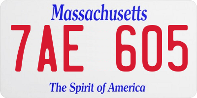 MA license plate 7AE605