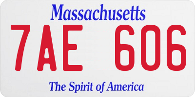 MA license plate 7AE606