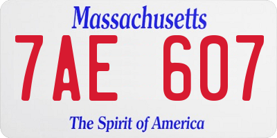 MA license plate 7AE607
