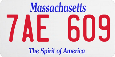 MA license plate 7AE609