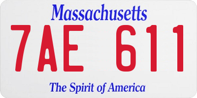 MA license plate 7AE611