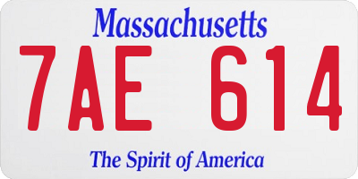 MA license plate 7AE614