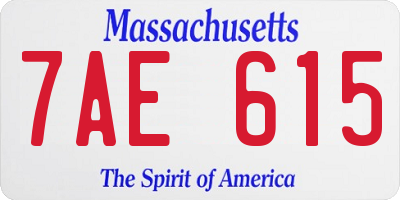 MA license plate 7AE615