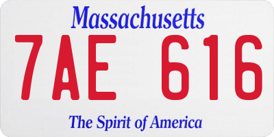 MA license plate 7AE616