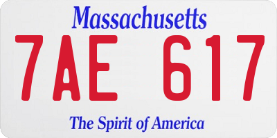 MA license plate 7AE617