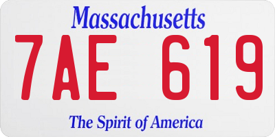 MA license plate 7AE619