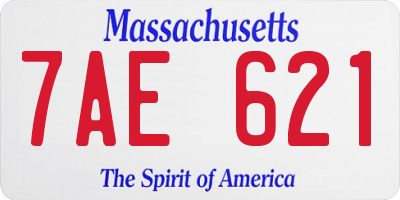 MA license plate 7AE621