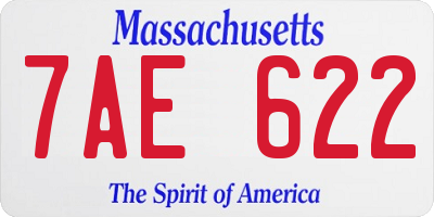 MA license plate 7AE622