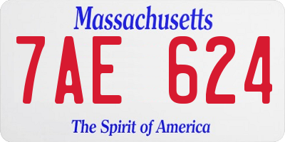 MA license plate 7AE624