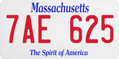 MA license plate 7AE625