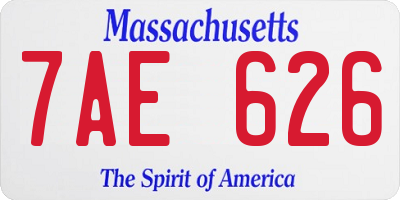 MA license plate 7AE626