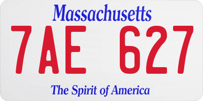 MA license plate 7AE627
