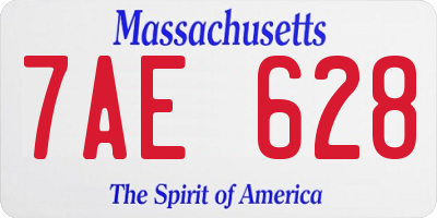 MA license plate 7AE628
