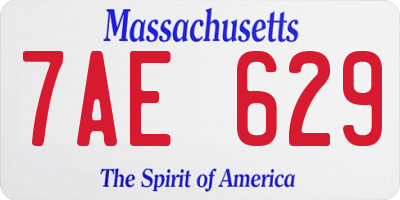 MA license plate 7AE629