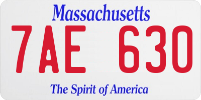 MA license plate 7AE630