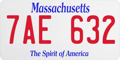 MA license plate 7AE632