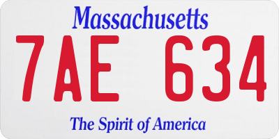 MA license plate 7AE634