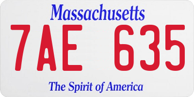 MA license plate 7AE635