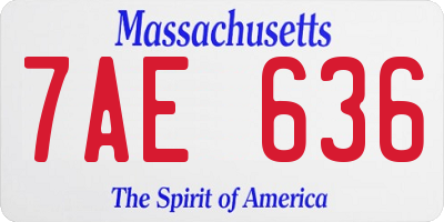 MA license plate 7AE636