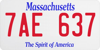 MA license plate 7AE637