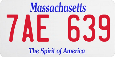MA license plate 7AE639