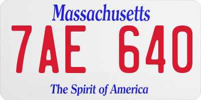 MA license plate 7AE640