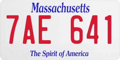 MA license plate 7AE641