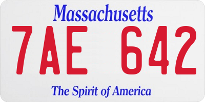 MA license plate 7AE642