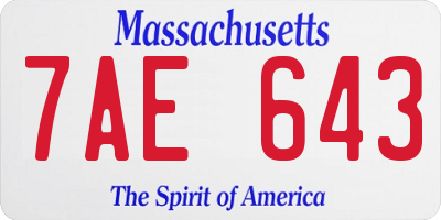 MA license plate 7AE643