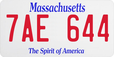 MA license plate 7AE644
