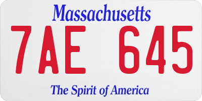 MA license plate 7AE645