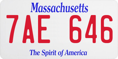 MA license plate 7AE646