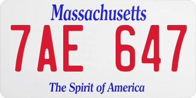 MA license plate 7AE647