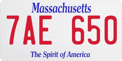 MA license plate 7AE650