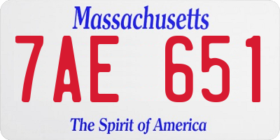 MA license plate 7AE651