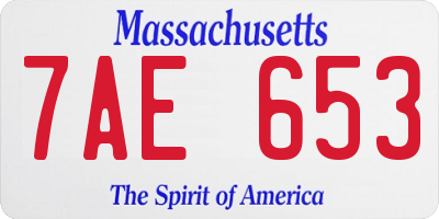 MA license plate 7AE653