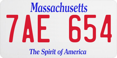 MA license plate 7AE654