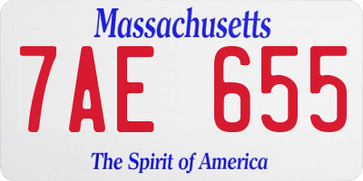MA license plate 7AE655