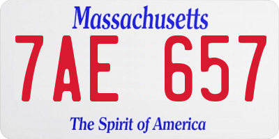 MA license plate 7AE657
