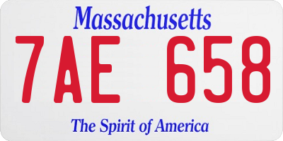 MA license plate 7AE658