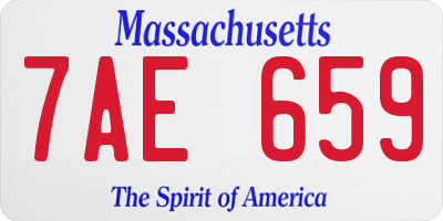 MA license plate 7AE659