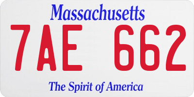 MA license plate 7AE662