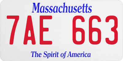 MA license plate 7AE663