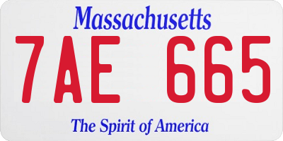 MA license plate 7AE665