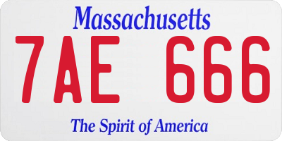 MA license plate 7AE666