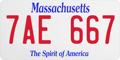 MA license plate 7AE667