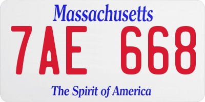 MA license plate 7AE668